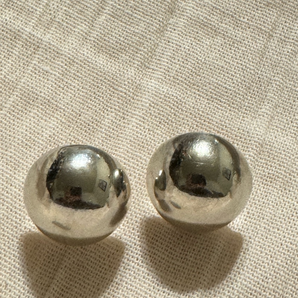 Taxco Silver Round And Flat Back Button Style Ear… - image 3